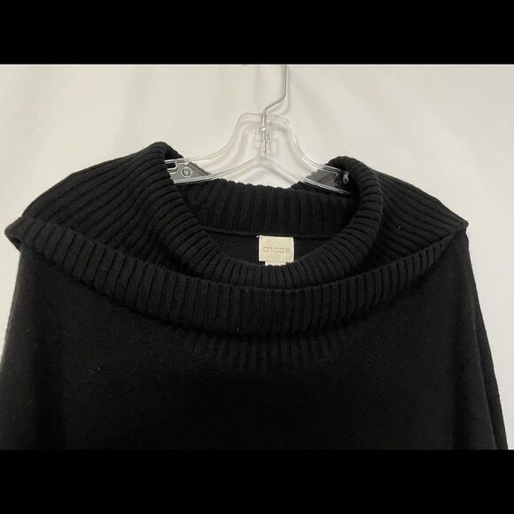 Chico’s Black Heavy Knit Mock Neck Sweater Size 1 - Picture 5 of 9